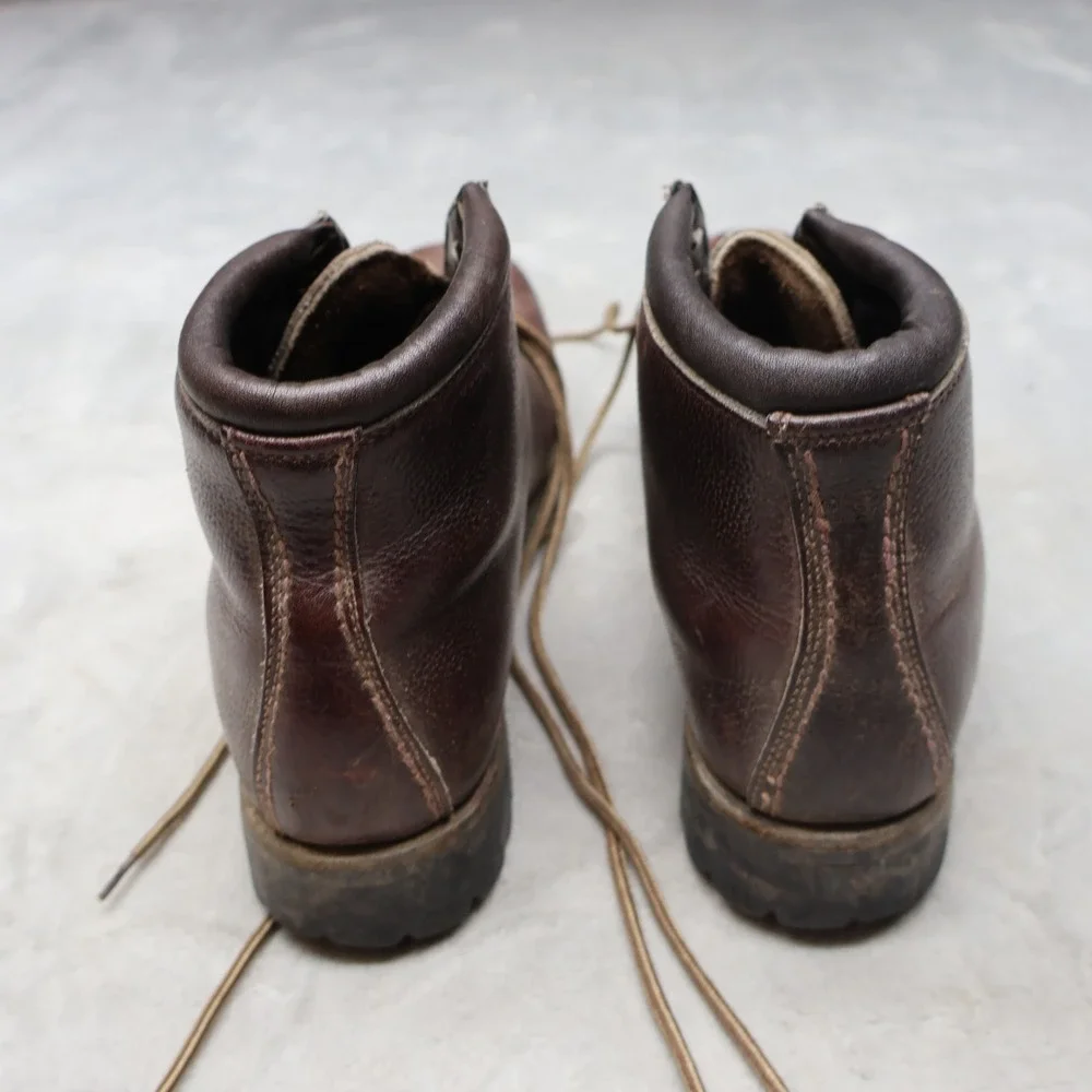 Fabiano Men? 8 Narrow Hiking‎ Boots Brown Leather Lug Lace Rugged Italy VTG RARE